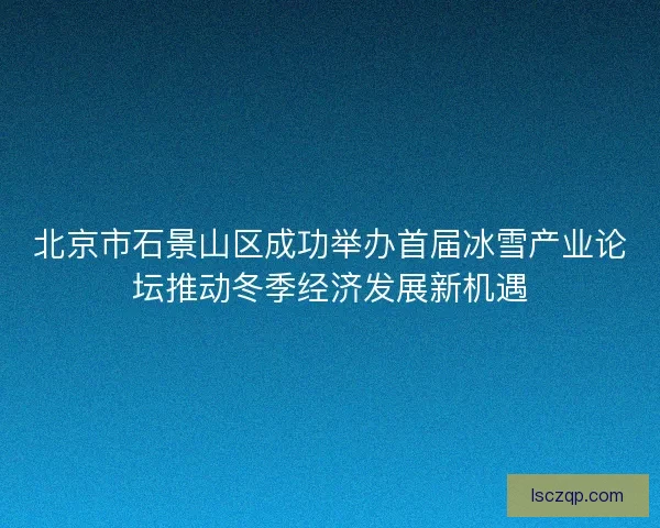 北京市石景山区成功举办首届冰雪产业论坛推动冬季经济发展新机遇